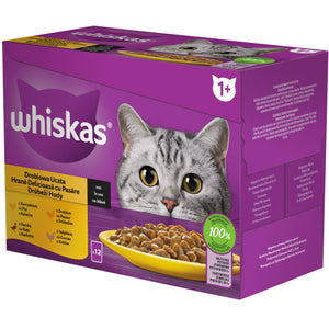 WHISKAS Mix plicuri pisici Adulte, cu Pui/Rata/Pasare/Curcan in sos 12x85g