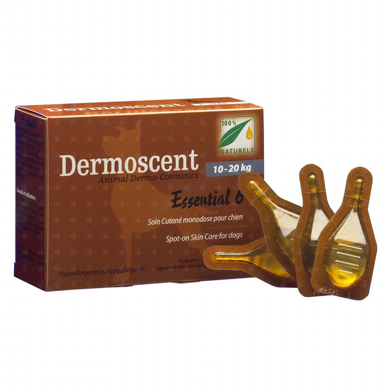 DERMOSCENT Essential 6 Spot-On Caini 10-20kg, ingrijirea pielii, 4 pipete x1,2ml