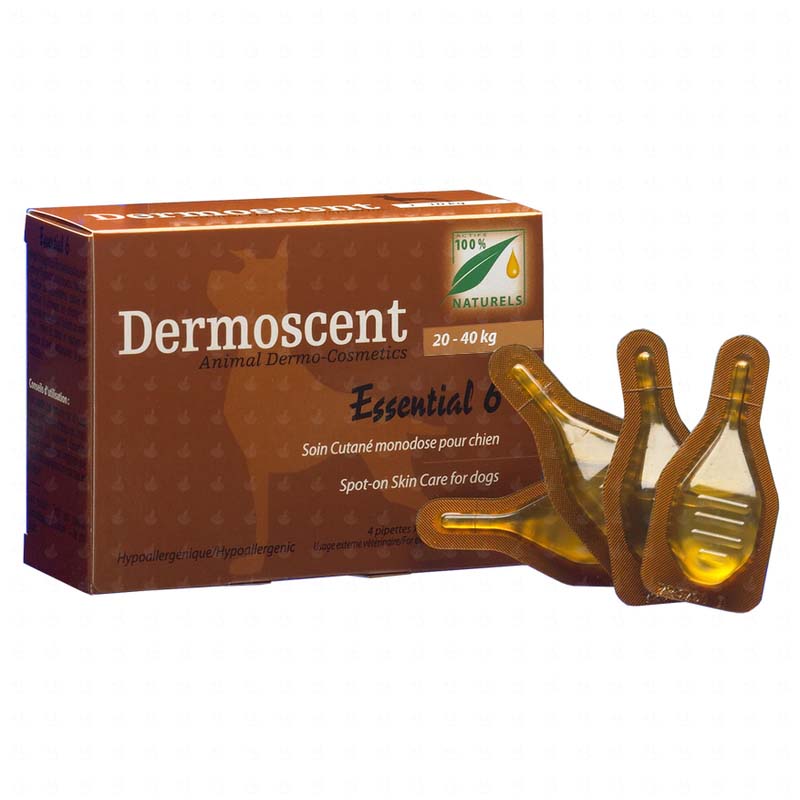 DERMOSCENT Essential 6 Spot-On Caini 20-40kg, ingrijirea pielii, 4 pipete x2,4ml