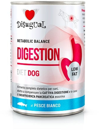 DISUGUAL Digestion Low Fat conserva pentru caini, cu carne de peşte alb 400g