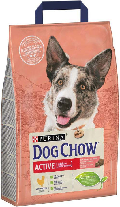 DOG CHOW Hrana uscata pt caini Adult ACTIVE, cu Pui si Orez 2,5kg
