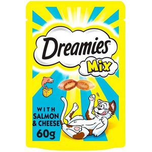 DREAMIES Delicatese pentru pisici Mix Somon si Branza 60g