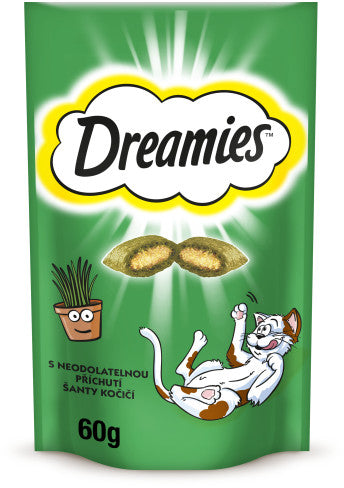 DREAMIES Recompense pentru pisici, cu aroma de iarba piscii 60g