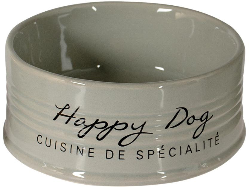 DUVO+ Bol din lut, cu invelis ceramic Happy Dog, diam.14,5cm, 520ml, Gri