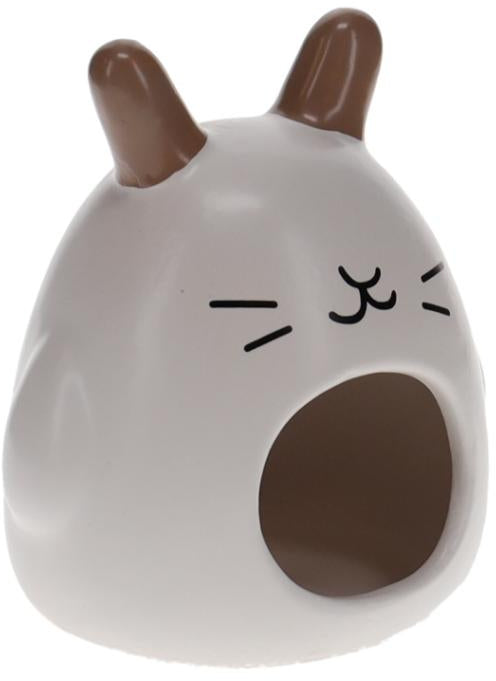 DUVO+ Casuta din ceramica pentru hamsteri Stone 11x10x12cm, Iepure, Alb