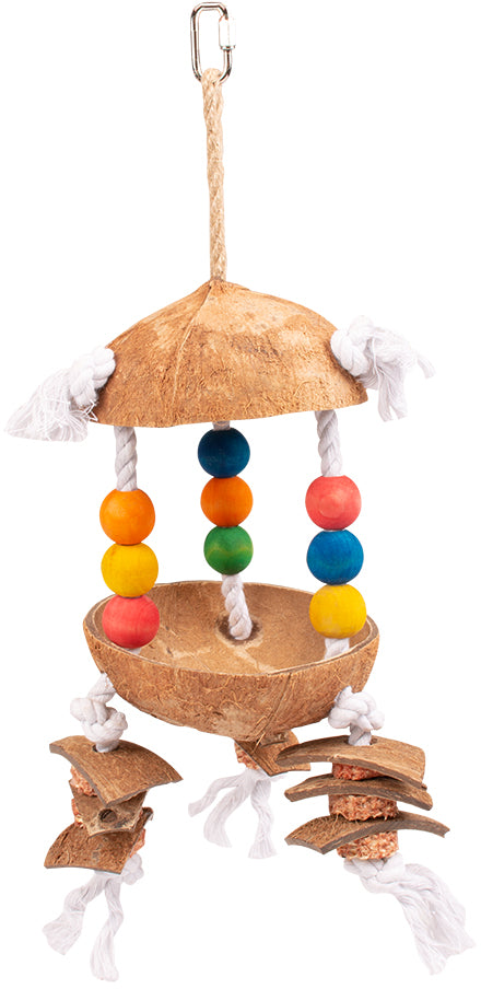 DUVO+ Jucărie pentru păsări Cocos şi bile colorate, 15x15x29cm - Maxi-Pet.ro