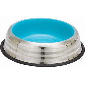 ENJOY Castron inox pentru pisici, cu banda antiderapanta, blue&silver