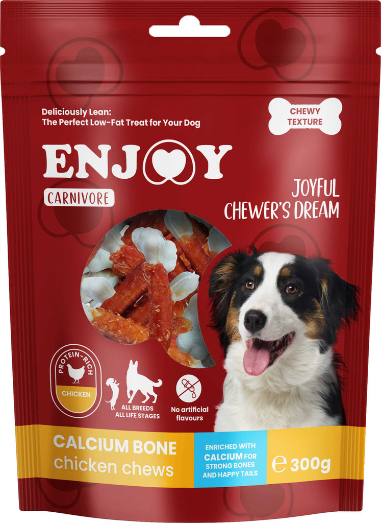 ENJOY Recompense pentru caini CARNIVORE, Oase cu calciu si pui, 300g