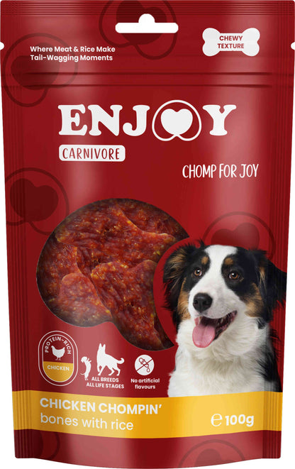 ENJOY Recompense pentru caini CARNIVORE, Oase cu pui si orez