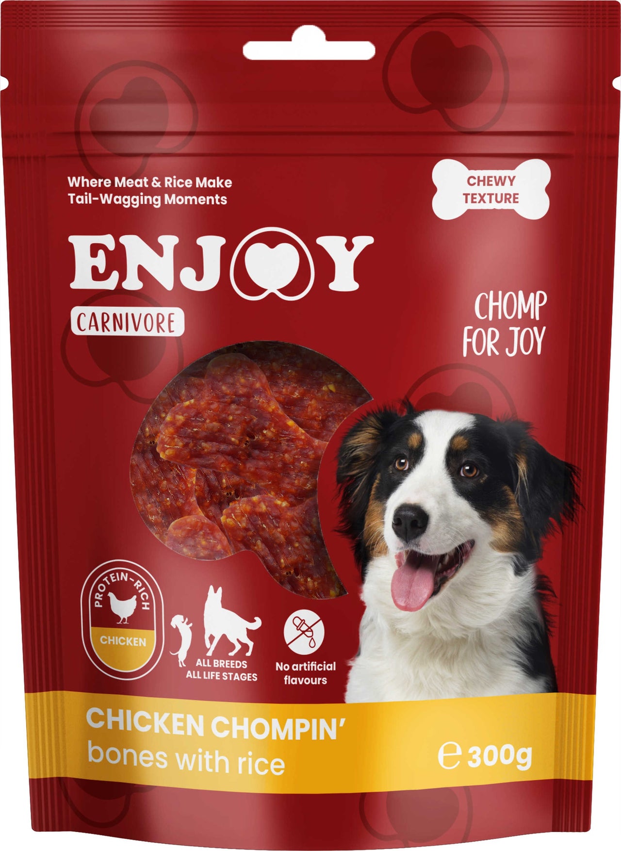 ENJOY Recompense pentru caini CARNIVORE, Oase cu pui si orez, 300g