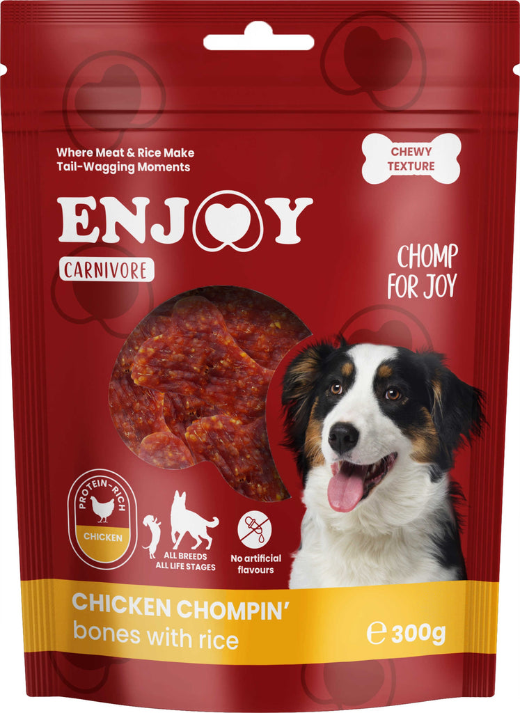 ENJOY Recompense pentru caini CARNIVORE, Oase cu pui si orez, 300g