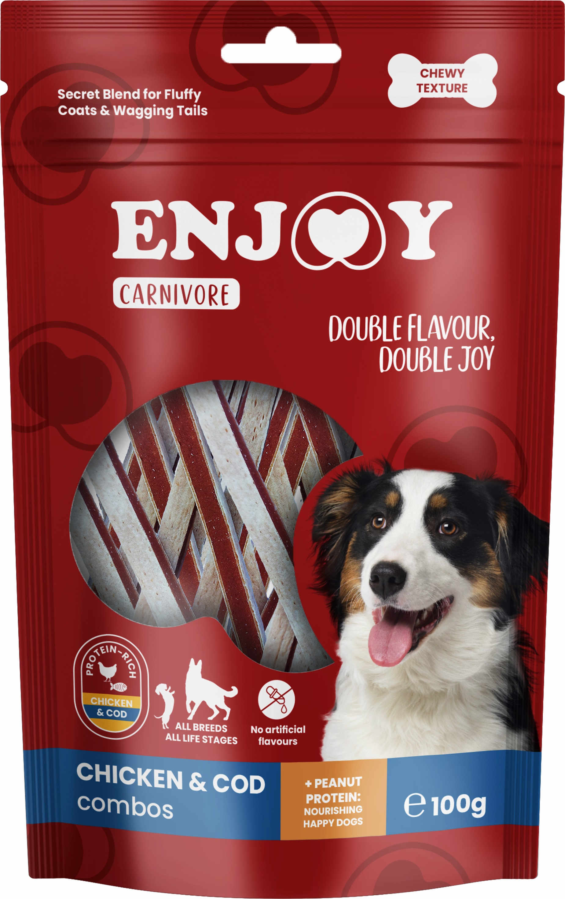 ENJOY Recompense pentru câini CARNIVORE, Sendviş de pui&cod – Maxi