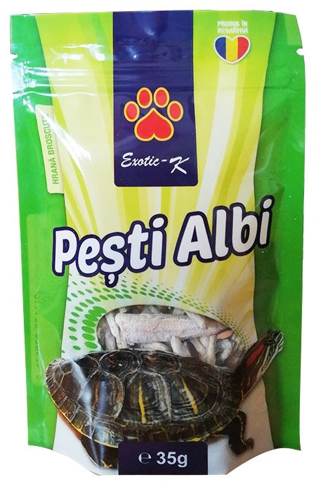 EXOTIC-K Hrană pentru câini, pisici, broscuţe, Peşti Albi Liofilizaţi 35g - Maxi-Pet.ro