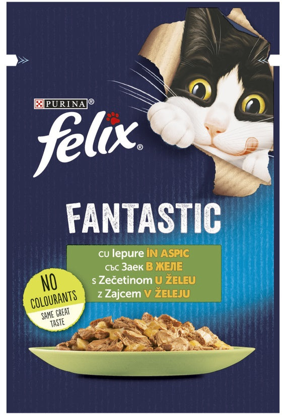 FELIX Fantastic Plic hrana umeda pentru pisici, cu Iepure 85g