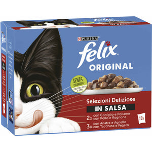 FELIX Original Pachet plicuri pt pisici, cu Rata si Miel 10x85g