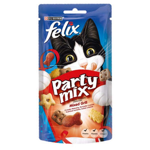 FELIX Party Mix Delicatese pentru pisici MIXED GRILL cu Pui, Vita si Somon 60g
