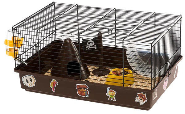 FERPLAST Cuşca pentru hamsteri CRICETI 9 Piraţi, Negru, 46x29,5x23cm
