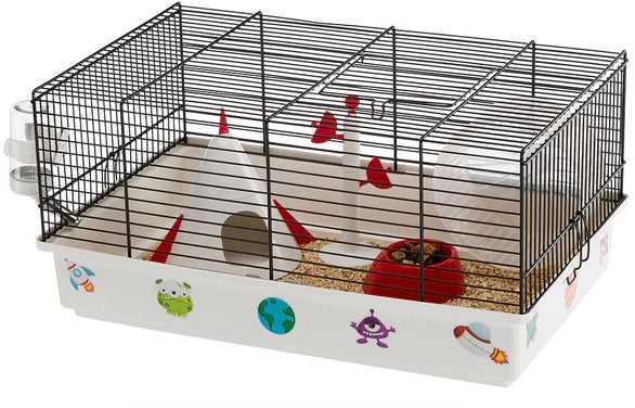 FERPLAST Cuşca pentru hamsteri CRICETI 9 Spaţiu, Negru, 46x29,5x23 cm