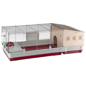 FERPLAST Cusca pt iepuri KROLIK 140, cu casa din lemn detasabila, 142x60x50 cm