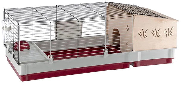 FERPLAST Cusca pt iepuri KROLIK 140, cu casa din lemn detasabila, 142x60x50 cm