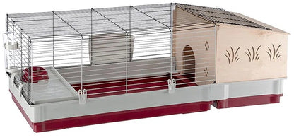 FERPLAST Cusca pt iepuri KROLIK 140, cu casa din lemn detasabila, 142x60x50 cm