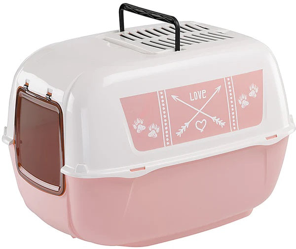 FERPLAST Litiera pentru pisici PRIMA DECOR Roz, inchisa, 39,5x52,5x38 cm