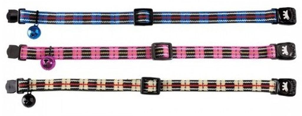 FERPLAST Zgarda pentru pisici TARTAN, cu clopotel, 20-30x1cm, diverse culori