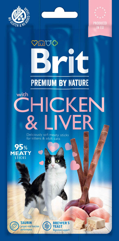 BRIT Premium by Nature Sticks, recompense pentru pisici, Pui/Ficat 3buc, 15g - Maxi-Pet.ro