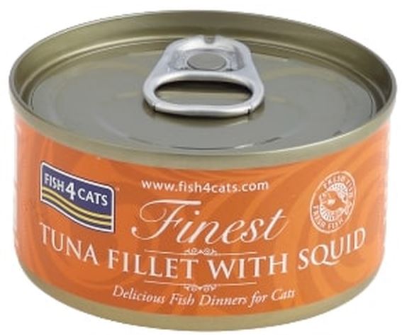 FISH4CATS Finest Conserva pentru pisici, cu file de Ton şi Calamar 70g