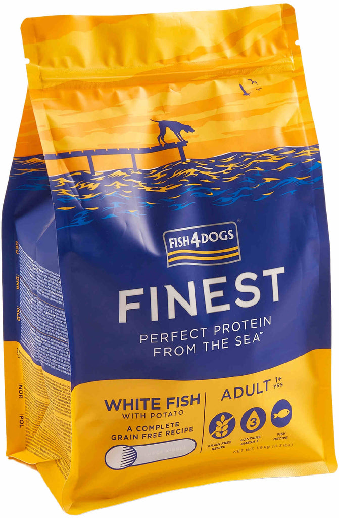 FISH4DOGS Finest Adult Peste alb si Cartofi, Large Kibble 1,5kg 