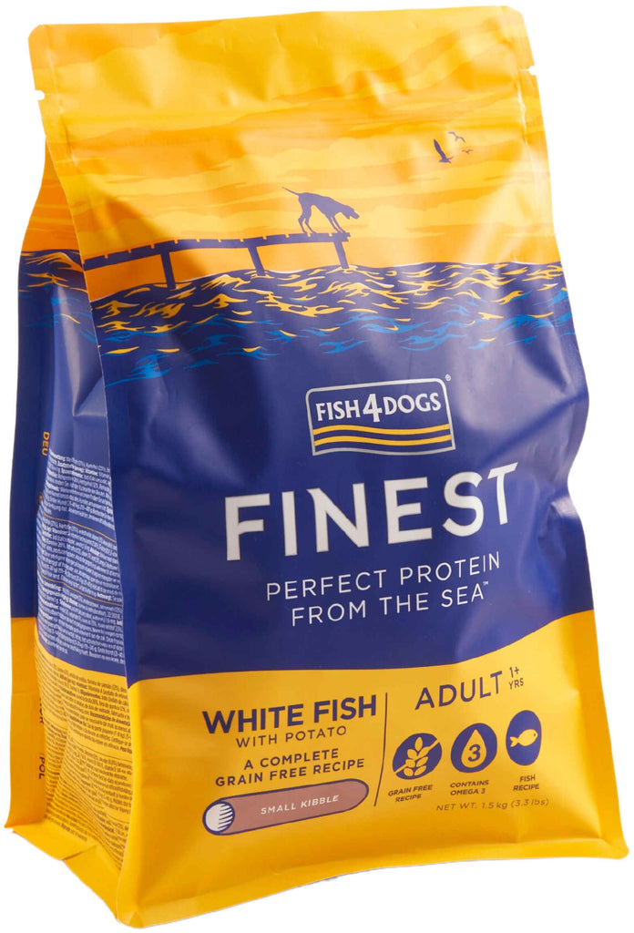 FISH4DOGS Finest Adult Peste alb si Cartofi, Small Kibble 1,5kg 