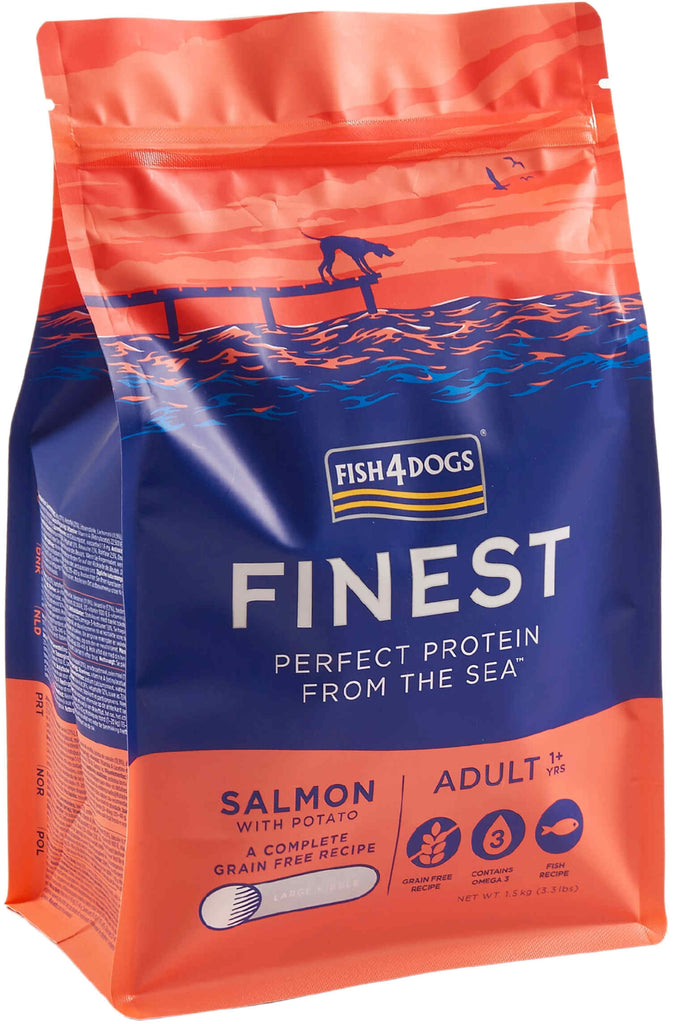 FISH4DOGS Finest Adult Somon si Cartofi, Large Kibble 1,5kg 