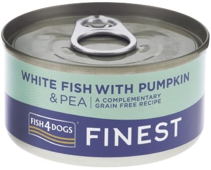 FISH4DOGS Finest Conserva caini, cu Peste alb, Dovleac si Mazare 85g