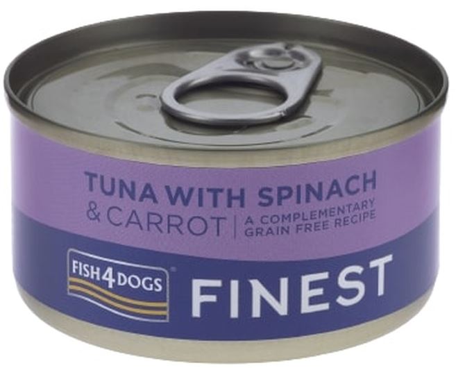 FISH4DOGS Finest Conserva caini, cu Ton, Morcovi si Spanac 85g