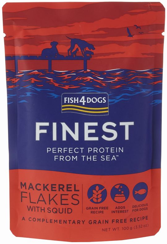 FISH4DOGS Finest Plic pentru caini, cu bucati de Macrou si Calamar 100g