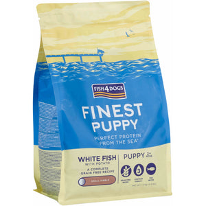 FISH4DOGS Finest PUPPY Peste alb si Cartofi, Small Kibble 1,5kg 