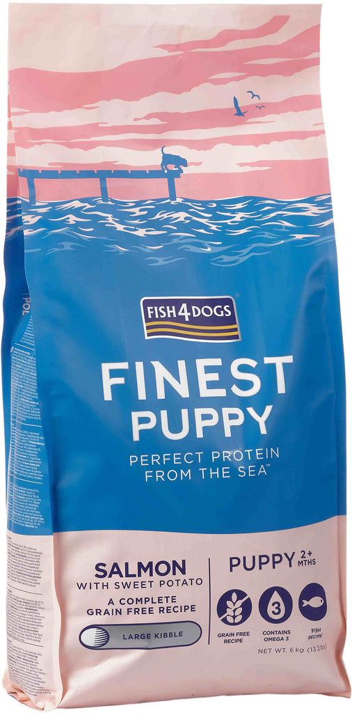 FISH4DOGS Finest PUPPY Somon si Cartofi dulci, Large Kibble 
