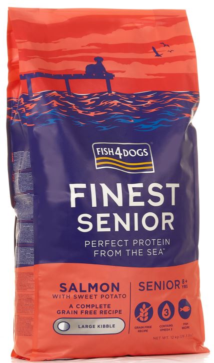 FISH4DOGS Finest SENIOR Somon si Cartofi dulci, Large Kibble 