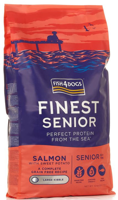 FISH4DOGS Finest SENIOR Somon si Cartofi dulci, Large Kibble 