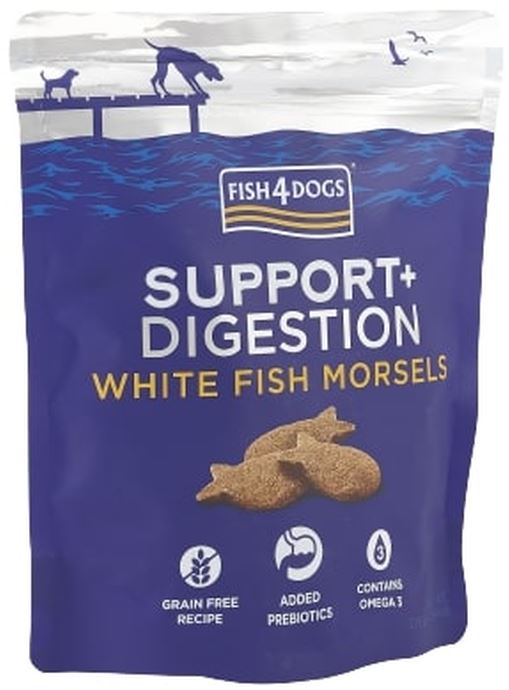 FISH4DOGS Support+ Digestion Recompensă pentru câini, biscuiţi cu Peşte alb 225g - Maxi-Pet.ro