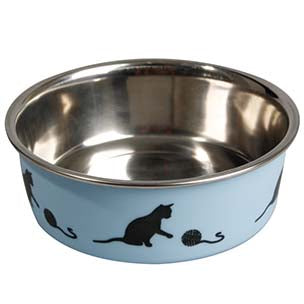 FLAMINGO Bol pentru pisici Bella antialunecare, din inox, Albastru, 160ml
