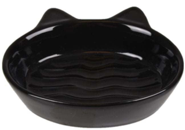 FLAMINGO Bol pentru pisici Gizmo, din ceramica, 170ml, diam. 13cm, Negru