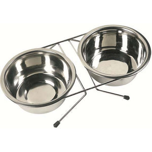 FLAMINGO Castroane pentru caini, din otel inoxidabil, cu suport 2x19cm, 1600ml