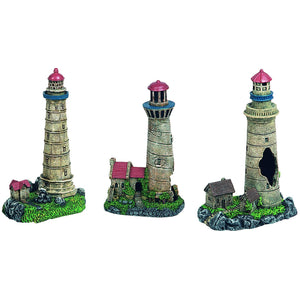 FLAMINGO Decor pentru acvariu Far cu casa 10x6,5x16cm, diverse modele