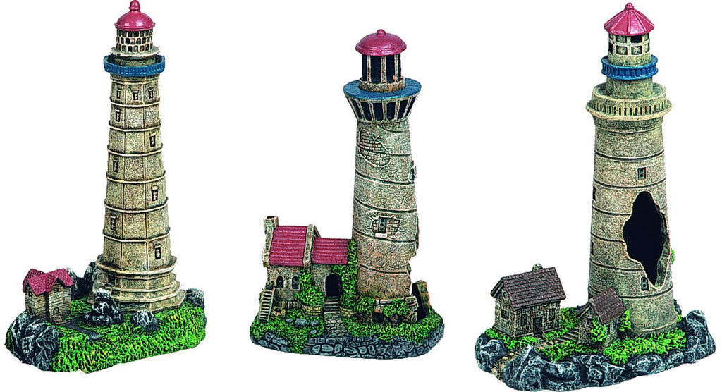 FLAMINGO Decor pentru acvariu Far cu casa 10x6,5x16cm, diverse modele