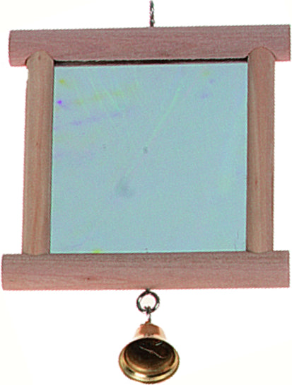 FLAMINGO Jucărie cu oglindă din lemn şi clopoţel pentru papagali, 13x10cm - Maxi-Pet.ro