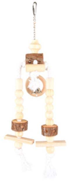 FLAMINGO Jucărie din lemn pentru colivie nimfă Appi, cu clopoţel 40cm - Maxi-Pet.ro