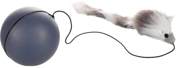 FLAMINGO Jucarie interactiva pentru pisici, Minge cu soricel, 8 cm