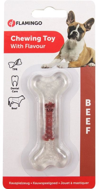 FLAMINGO Jucărie pentru câini, din TPR, cu aromă de Vită - Maxi-Pet.ro