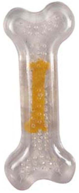 FLAMINGO Jucarie pentru caini, in forma de Os, din TPR, cu aroma de Pui, 8cm